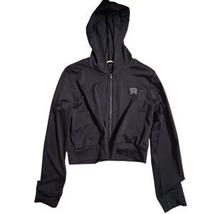 Black Cropped Athletic Zip Hoodie – Size 6–8 S / US 4-6·Very good·